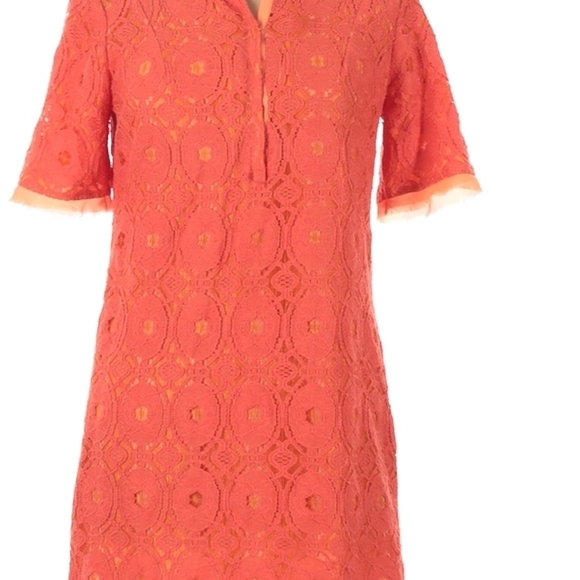 Pre-loved Gabby Skye Orange Lace Midi Dress Size 10 - Picture 4 of 10
